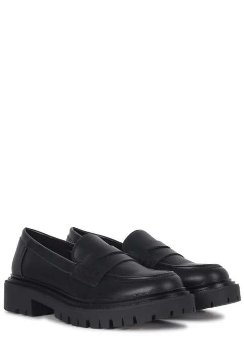 Linzi Ivan Black Faux Leather Classic Chunky Loafer - 3 Image 3