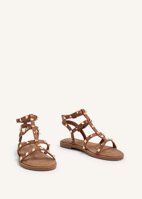 Linzi Billie Tan Studded Gladiator Sandal - 3 Image 3