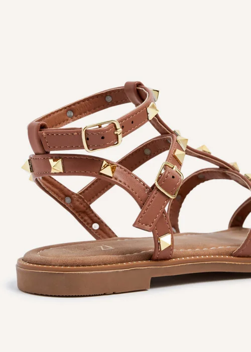 Linzi Billie Tan Studded Gladiator Sandal - 3 Image 4