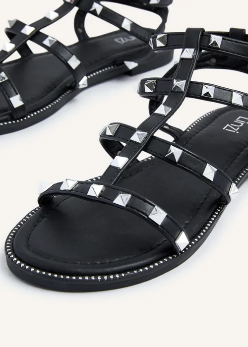 Linzi Billie Black Studded Gladiator Sandals - 3 Image 5