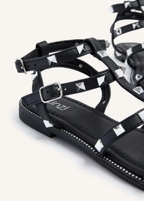 Linzi Billie Black Studded Gladiator Sandals - 3 Image 4