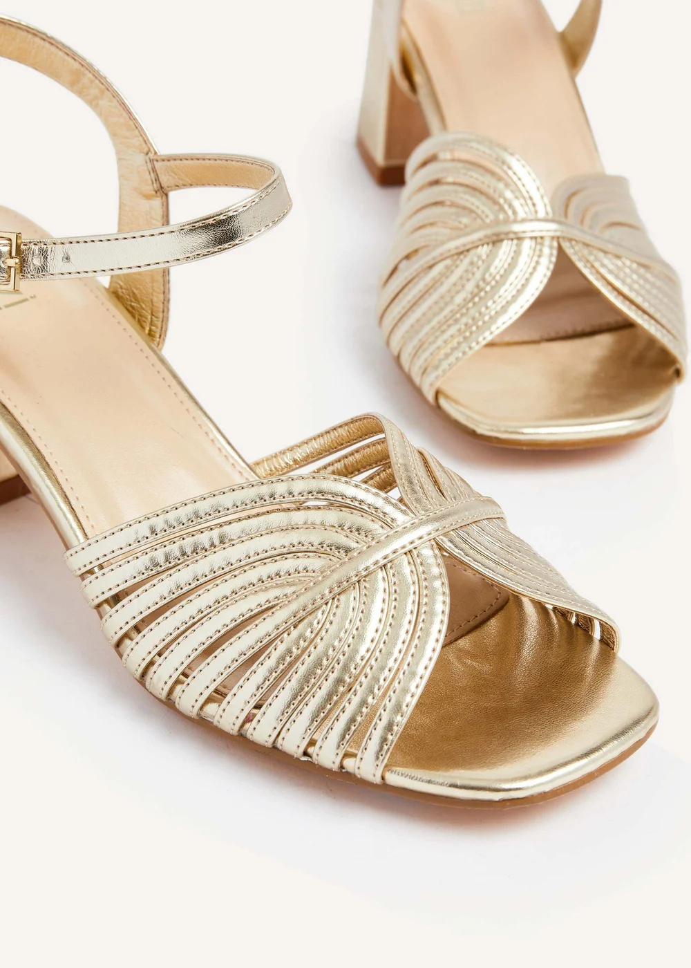 Linzi Ivy Gold Faux Leather Block Heel - 3 Image 4