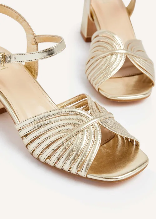 Linzi Ivy Gold Faux Leather Block Heel - 3 Image 4