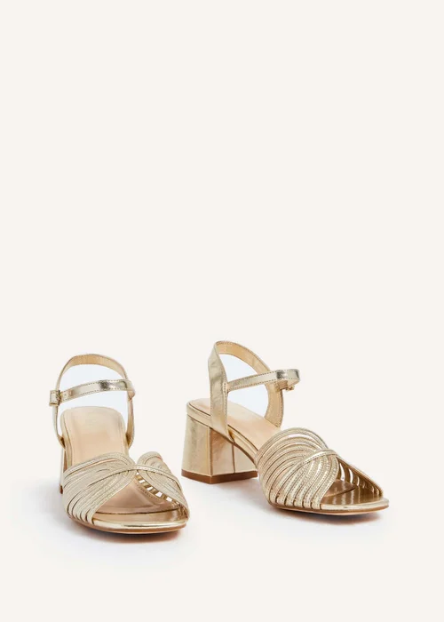 Linzi Ivy Gold Faux Leather Block Heel - 3 Image 3