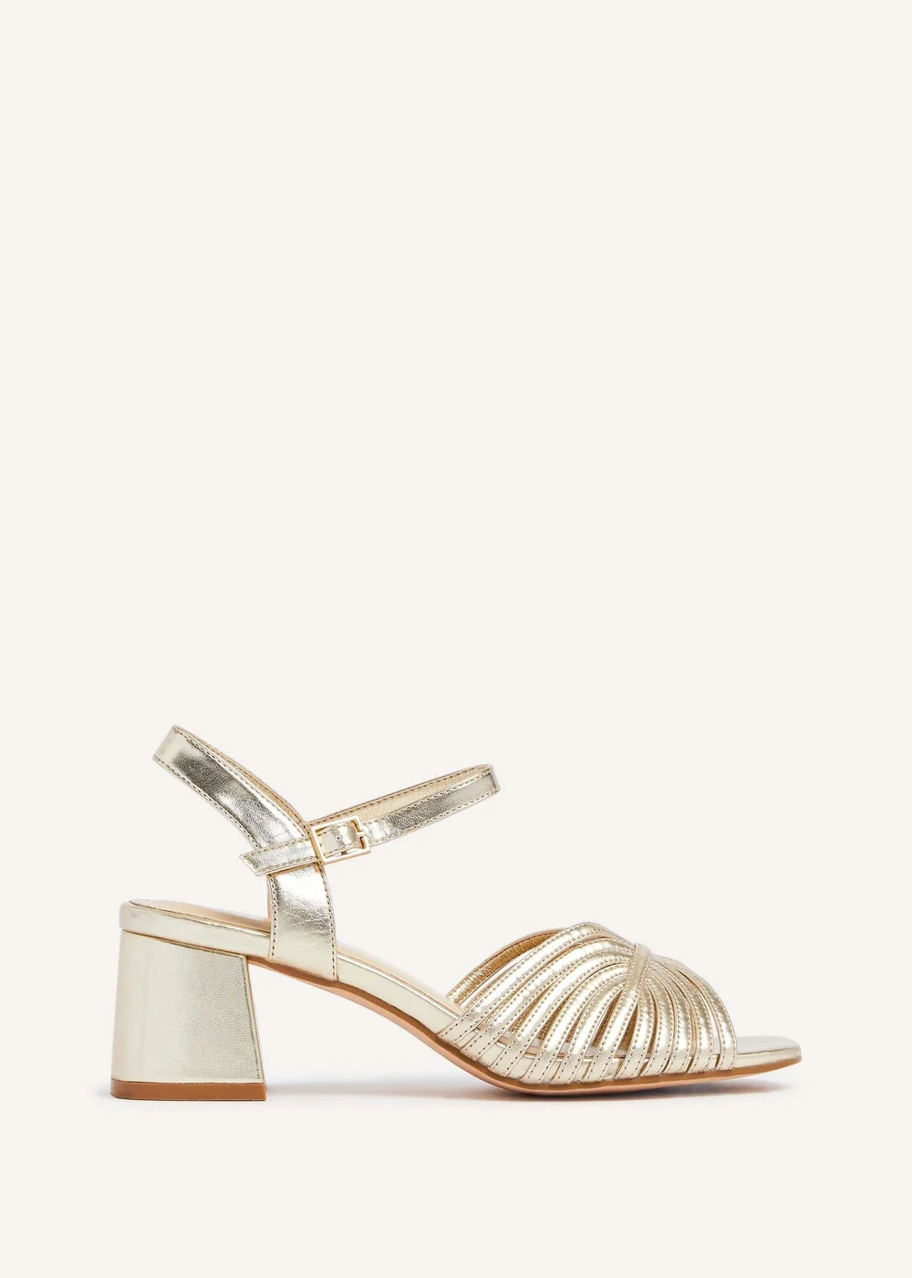 Linzi Ivy Gold Faux Leather Block Heel - 3 Image 2