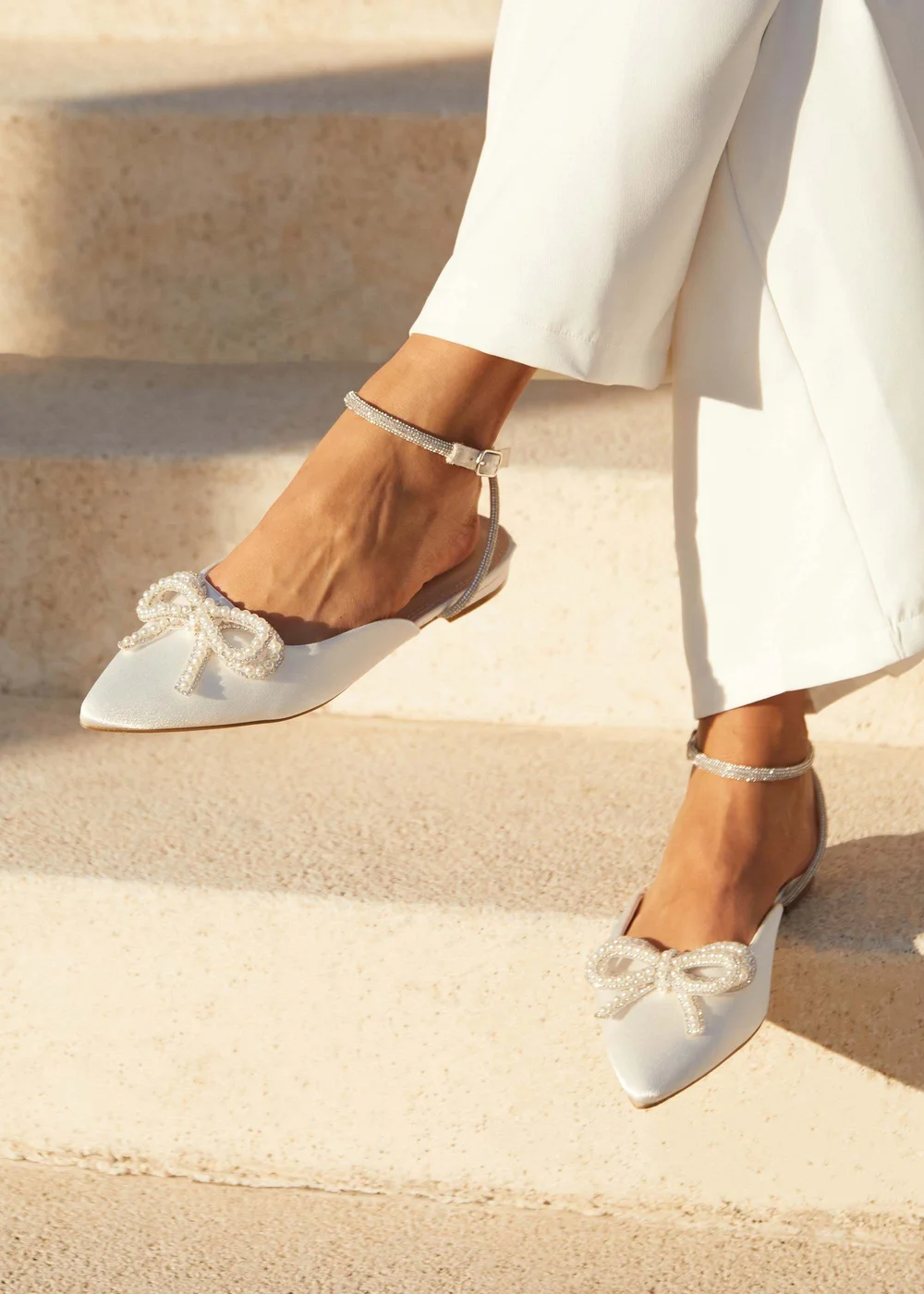 Linzi Lalita Bridal Ivory Satin Flat Mules - 3 Image 1