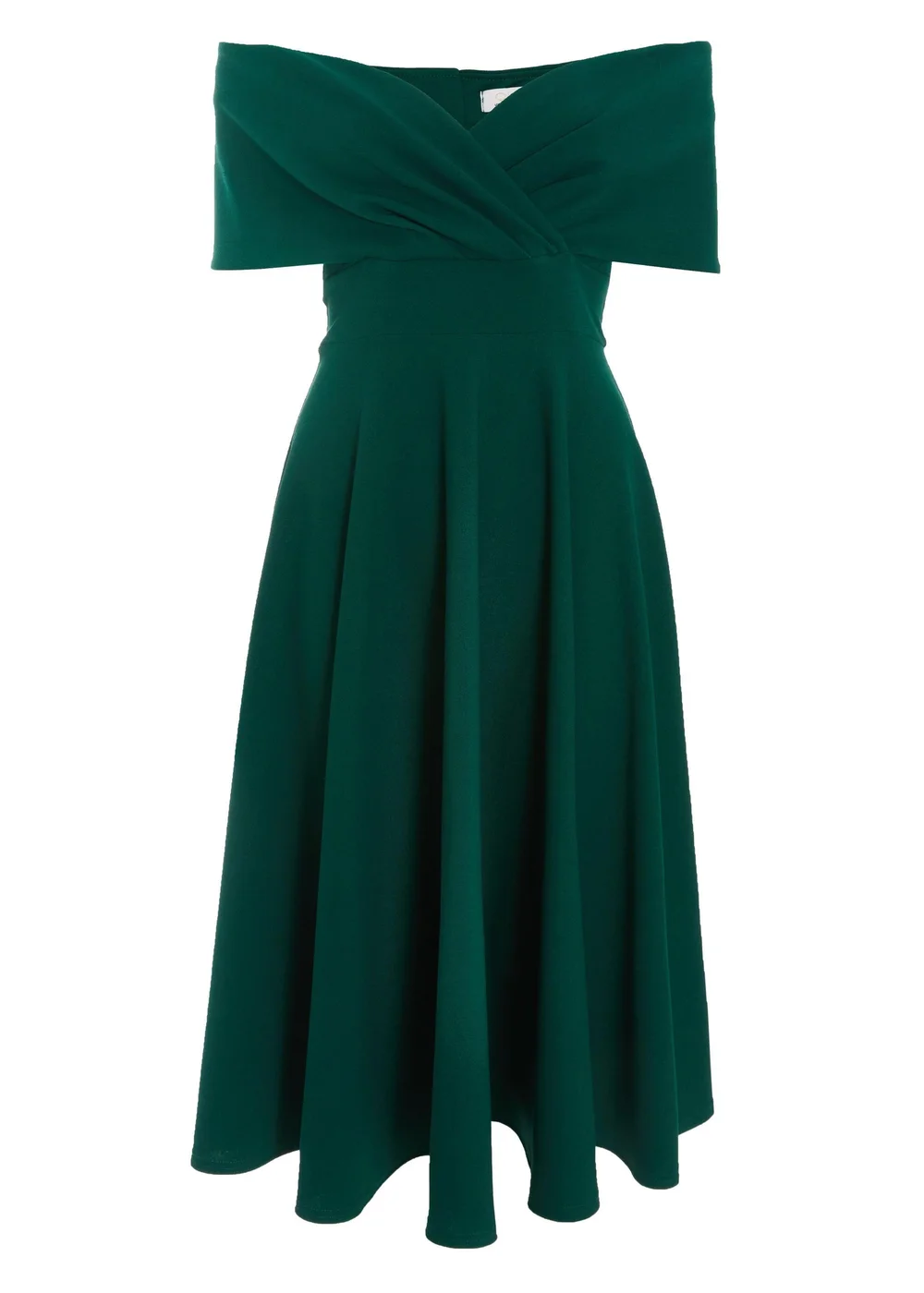 quiz green bardot dress Quiz Green Bardot Skater Midi Dress - 8
