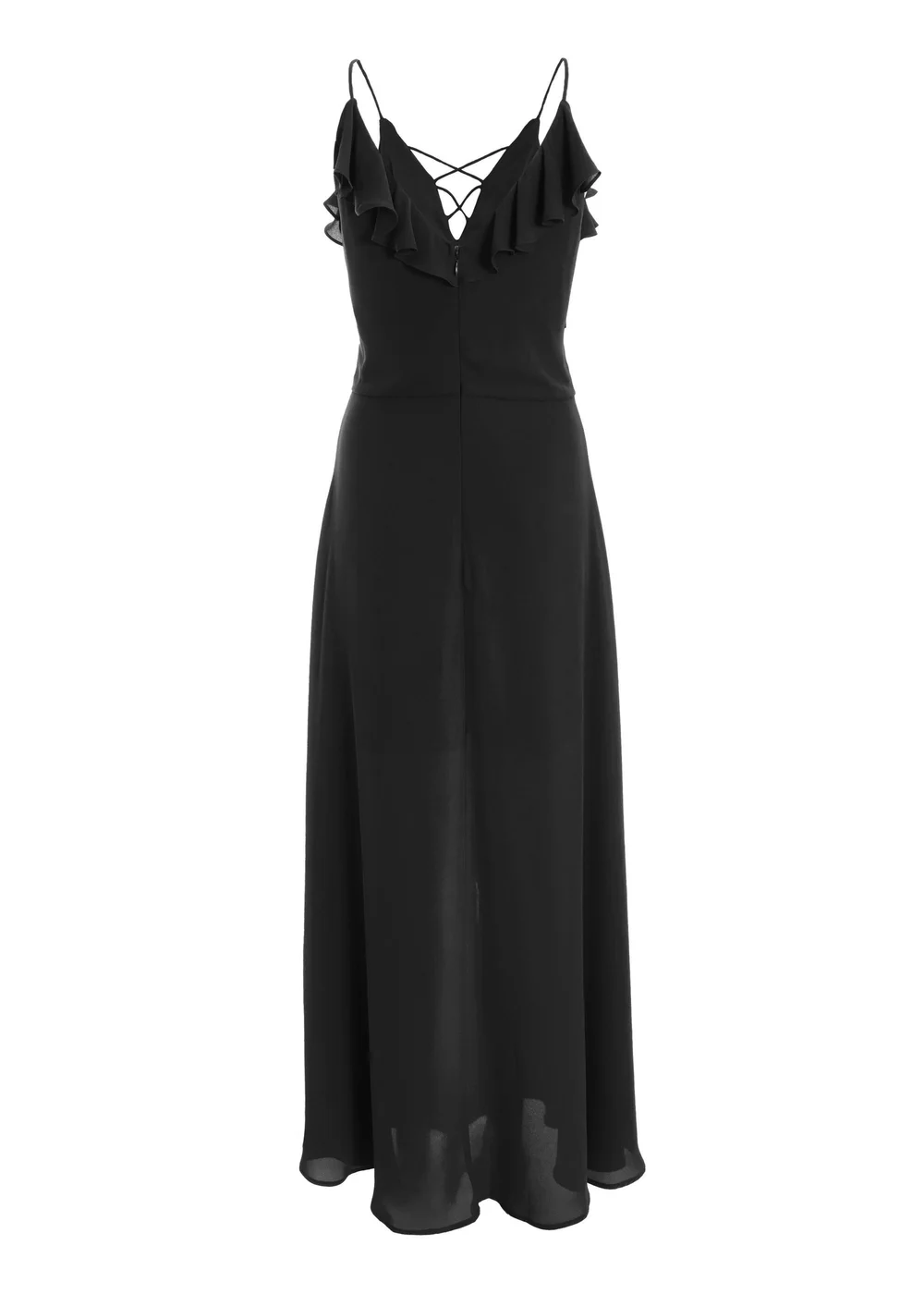 Quiz Black Strappy Ruffle Chiffon Maxi Dress - 8 Image 5