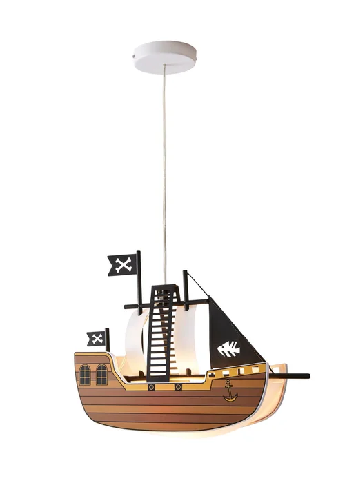 Glow Pirate Ship Ceiling Light Brown (32-100cm x 42cm) - One Size Image 2