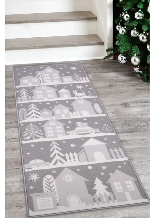 Homemaker Christmas Village Scene Grey Runner - 57 x 150cm Image 1