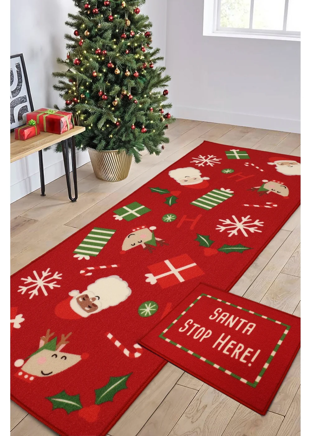 Homemaker Santa Stop Red Runner and Doormat Pack - 57 X 150 (57 X 40) Image 1