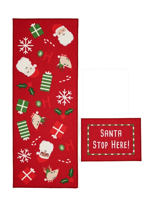Homemaker Santa Stop Red Runner and Doormat Pack - 57 X 150 (57 X 40) Image 2