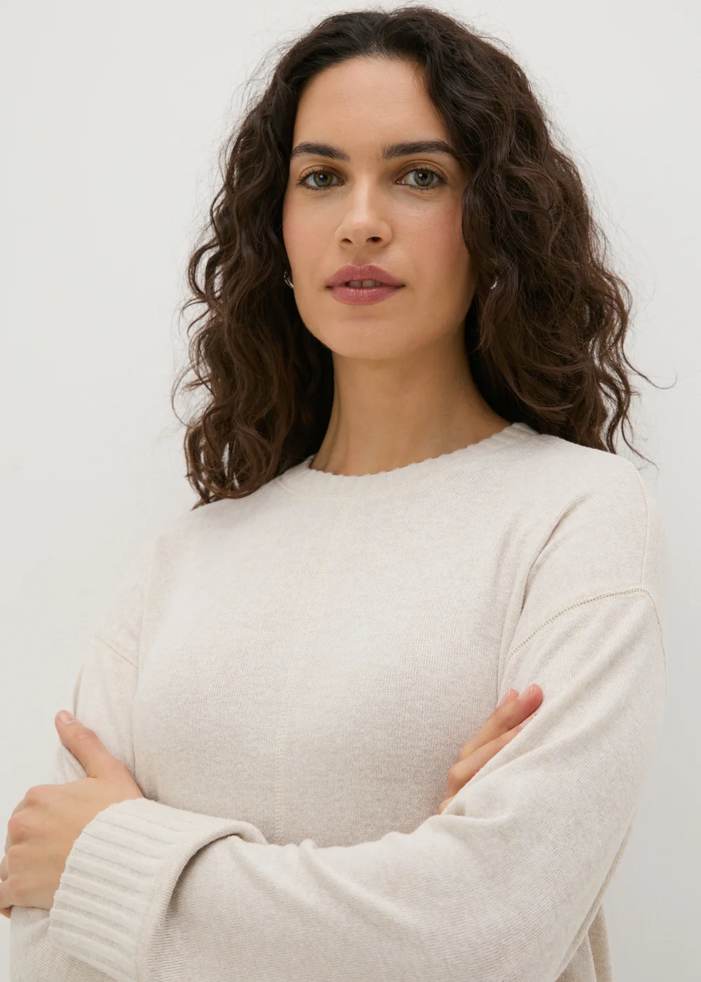 Oatmeal Crew Neck Knitted Top - S Image 3