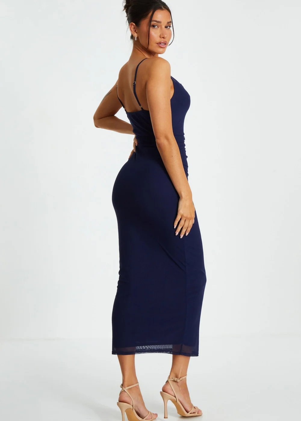 Quiz Blue Mesh Ruched Midaxi Dress - 6 Image 2