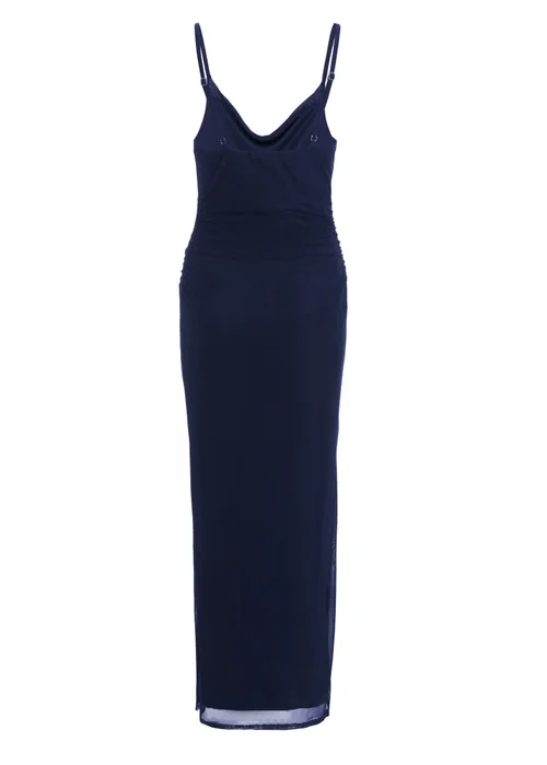 Quiz Blue Mesh Ruched Midaxi Dress - 6 Image 5
