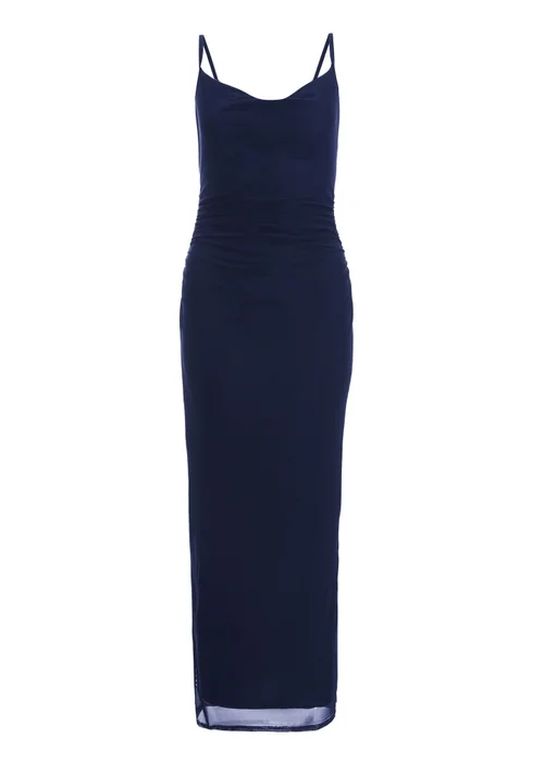 Quiz Blue Mesh Ruched Midaxi Dress - 6 Image 4