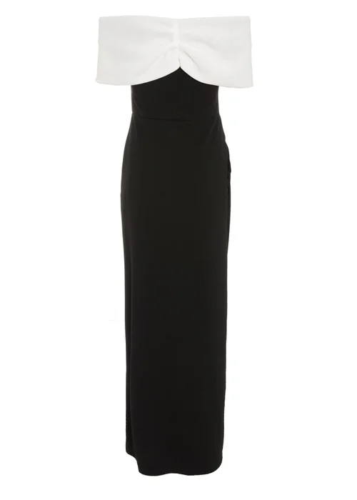 Quiz Black Contrast Bardot Ruched Maxi Dress - 6 Image 5
