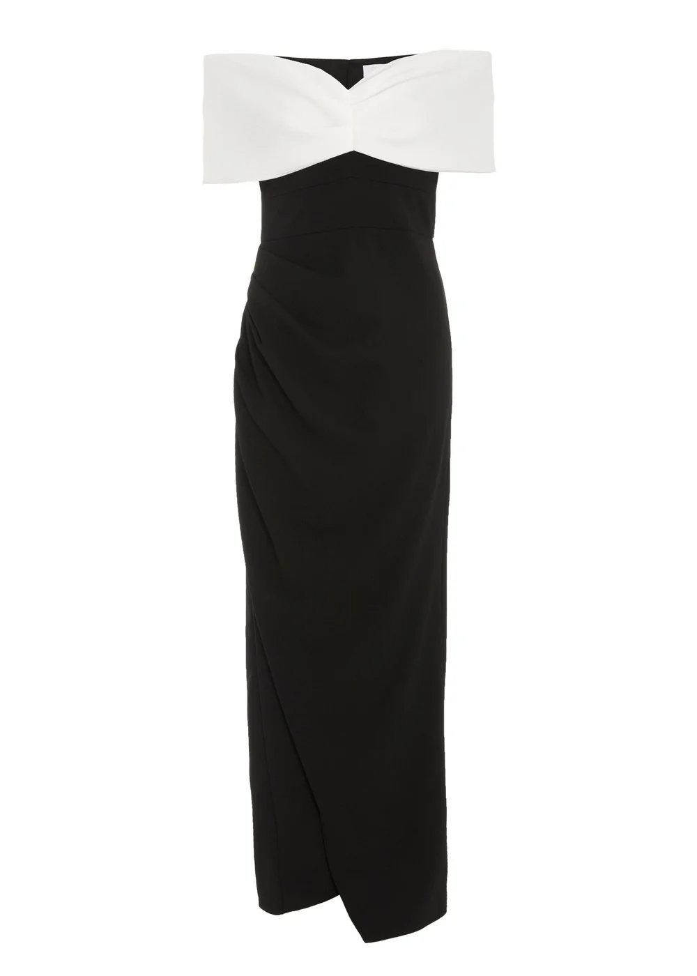 Quiz Black Contrast Bardot Ruched Maxi Dress - 6 Image 4