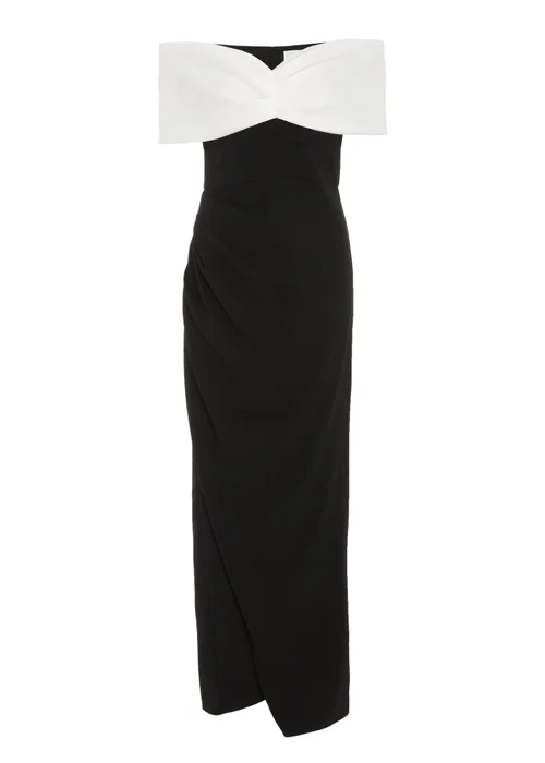 Quiz Black Contrast Bardot Ruched Maxi Dress - 6 Image 4