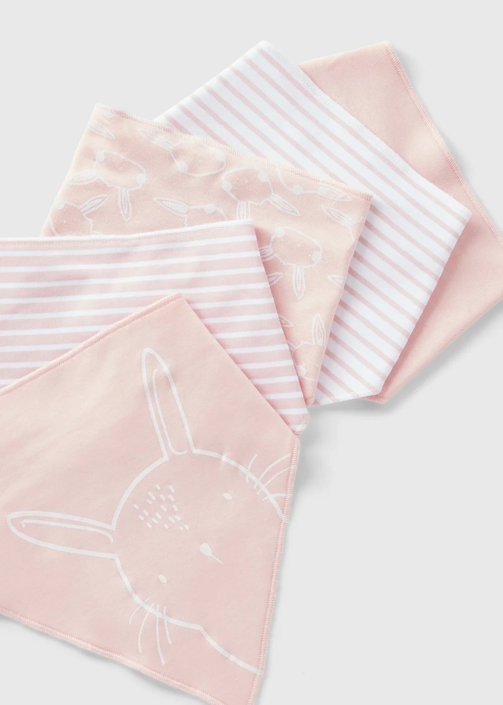 5 Pack Baby Pink Bandana Bibs - One Size Image 2