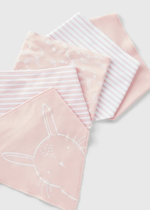 5 Pack Baby Pink Bandana Bibs - One Size Image 2