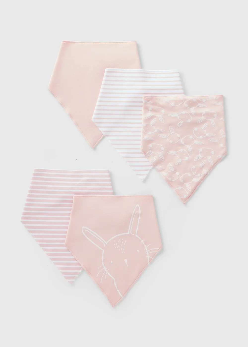 5 Pack Baby Pink Bandana Bibs - One Size Image 1