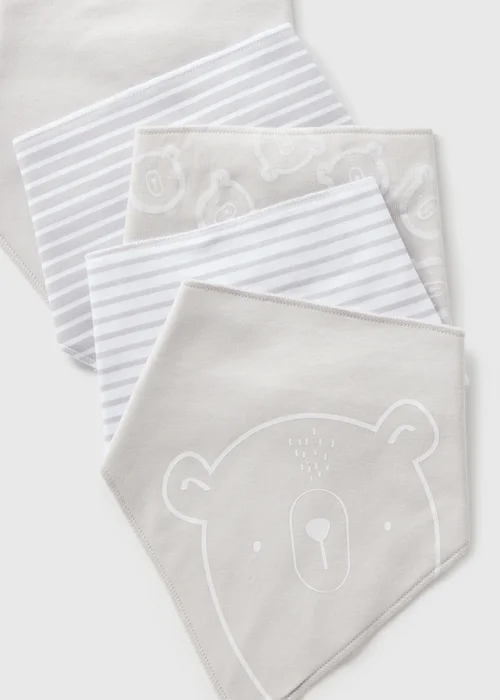 5 Pack Baby Grey Bandana Bibs - One Size Image 2