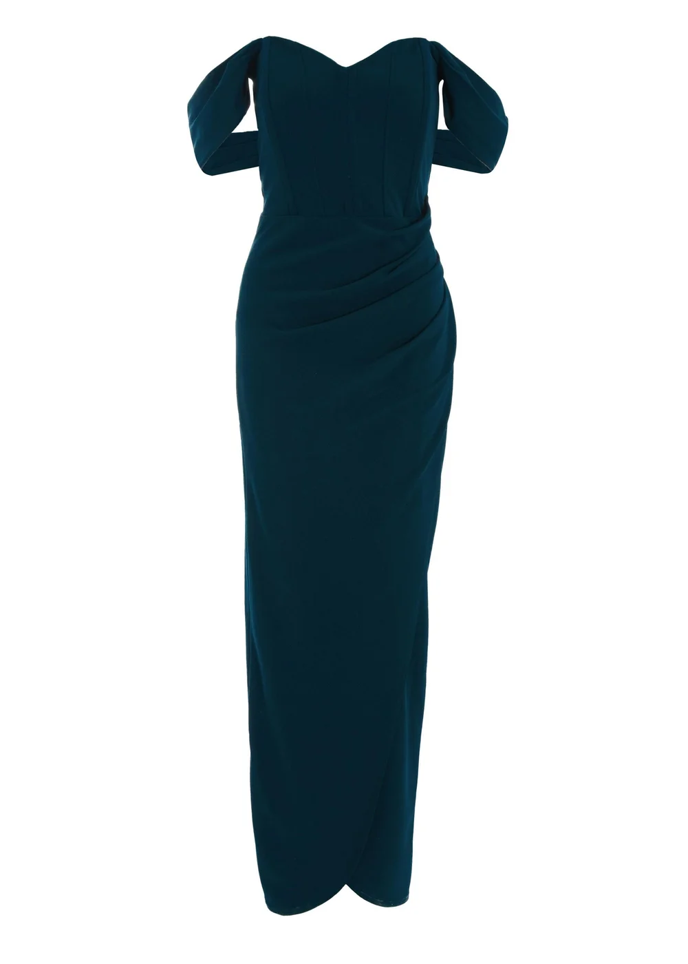 Quiz Navy Bardot Ruched Maxi Dress - 6 Image 4