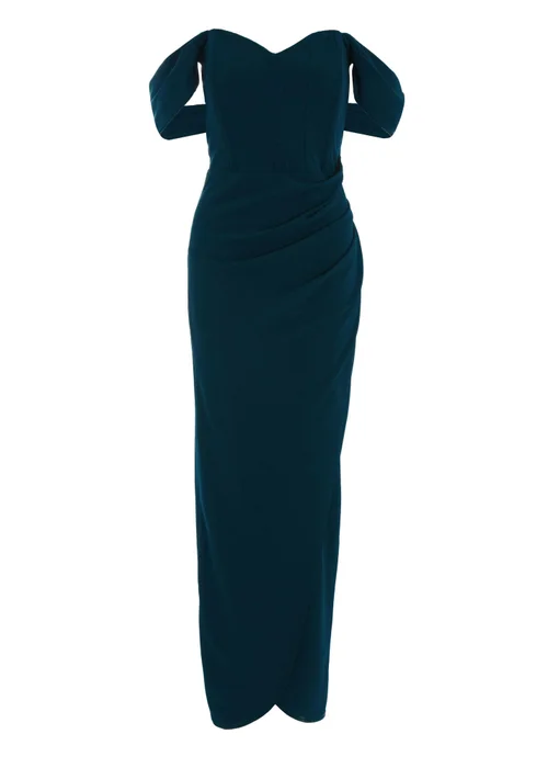 Quiz Navy Bardot Ruched Maxi Dress - 6 Image 4