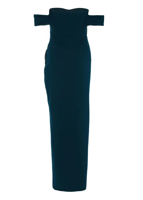 Quiz Navy Bardot Ruched Maxi Dress - 6 Image 5