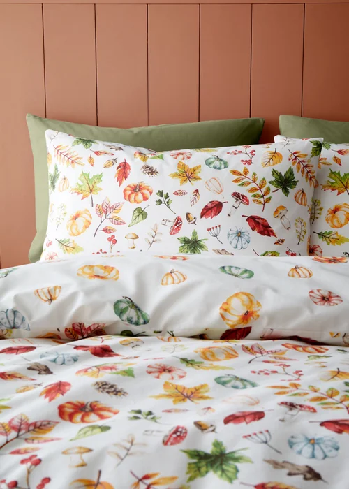Catherine Lansfield Autumn Pumpkins Reversible Single Duvet Cover Set Orange - Single Image 3
