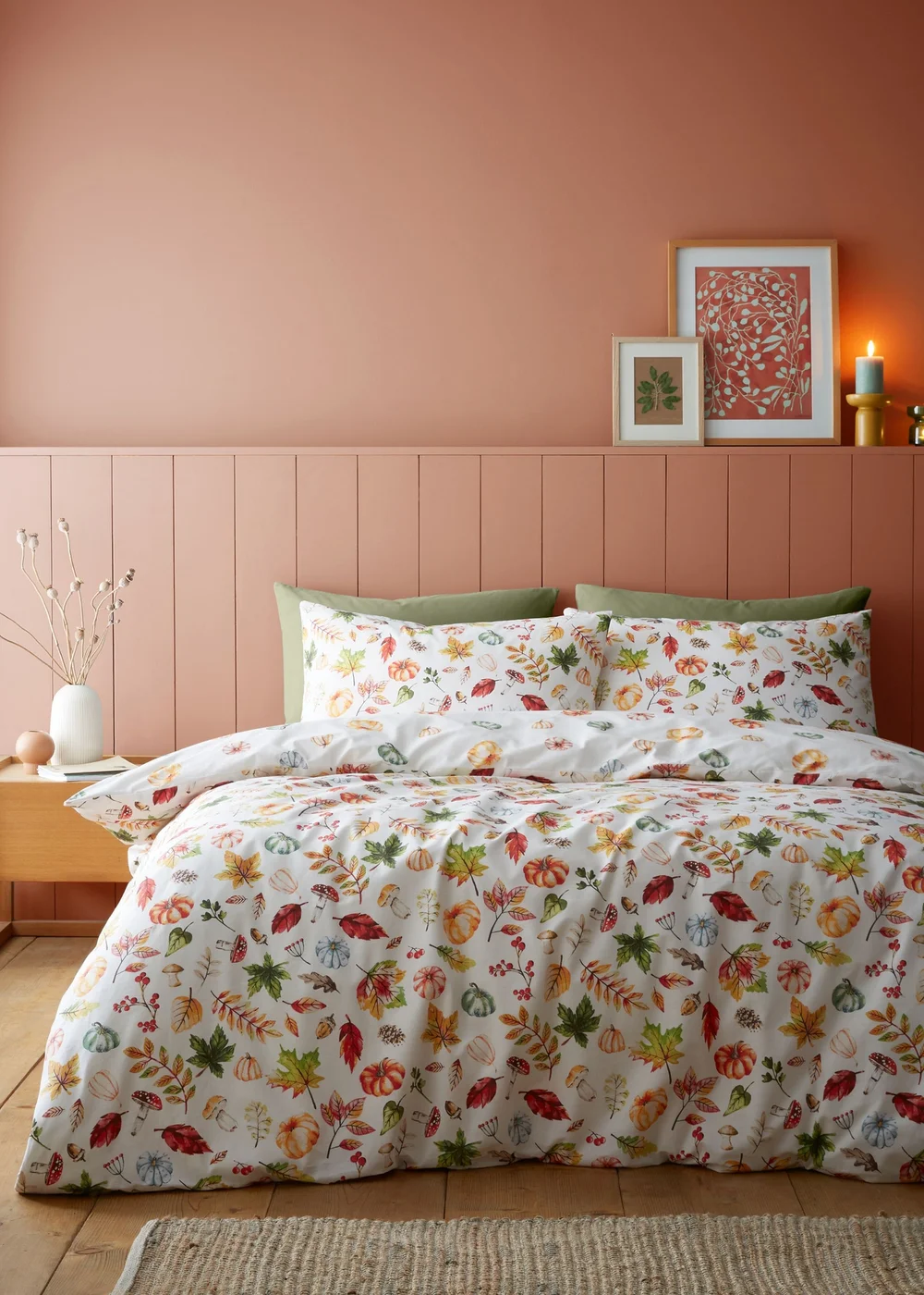 Catherine Lansfield Autumn Pumpkins Reversible Single Duvet Cover Set Orange - Single Image 1