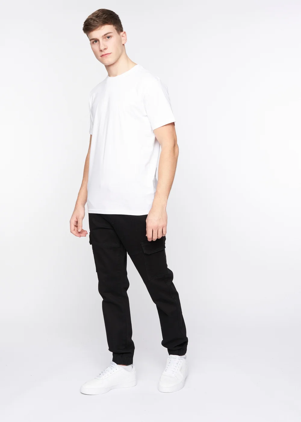 Crosshatch Solid Black Malimore Cargo Cuff Jeans - 30/L34 Image 4