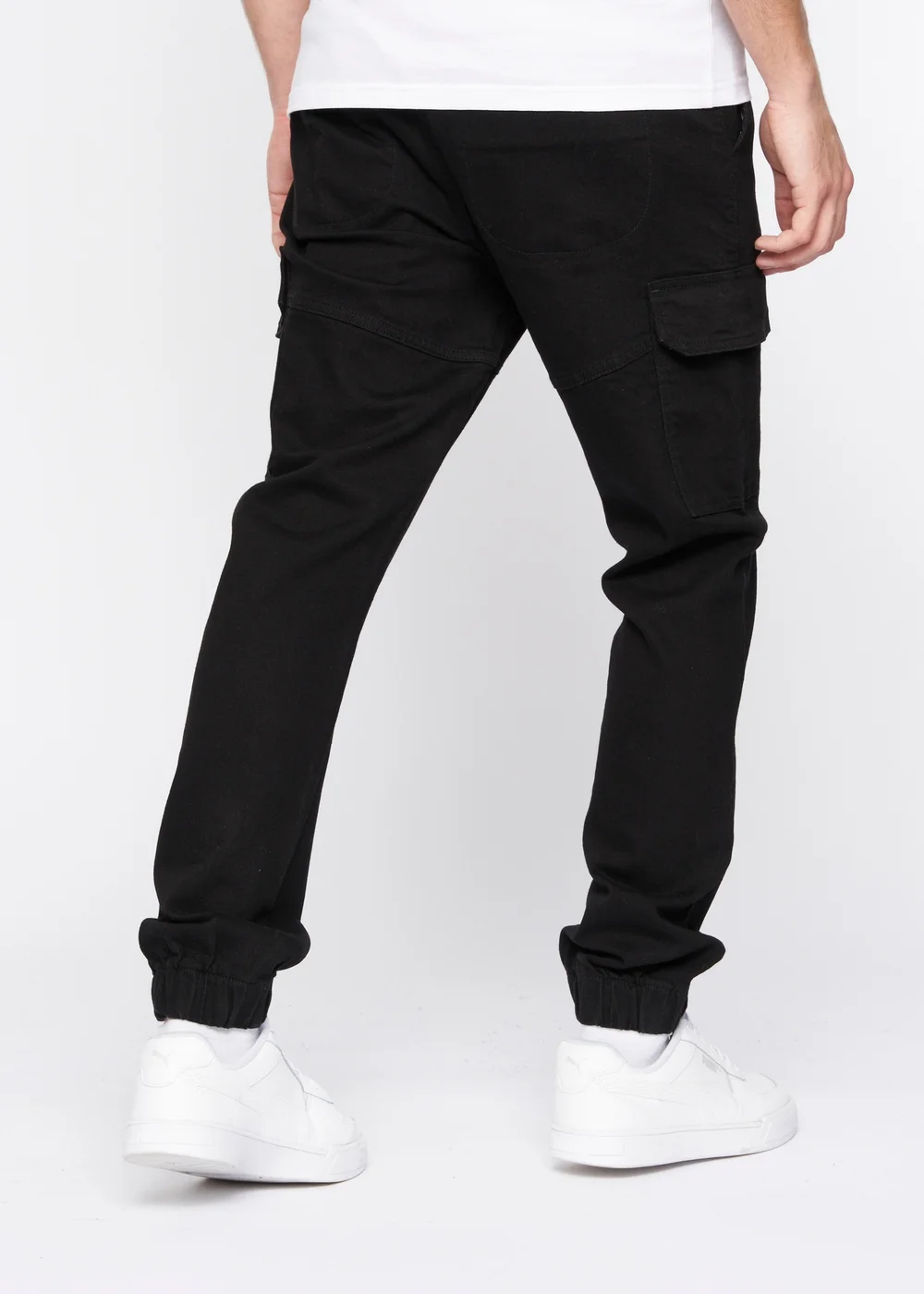 Crosshatch Solid Black Malimore Cargo Cuff Jeans - 30/L34 Image 2