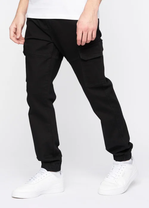 Crosshatch Solid Black Malimore Cargo Cuff Jeans - 30/L34 Image 1