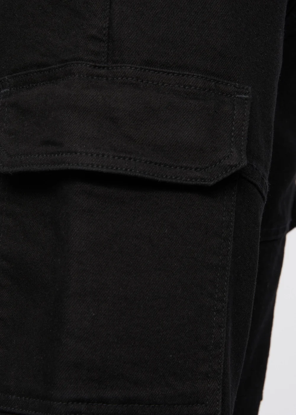 Crosshatch Solid Black Malimore Cargo Cuff Jeans - 30/L34 Image 3