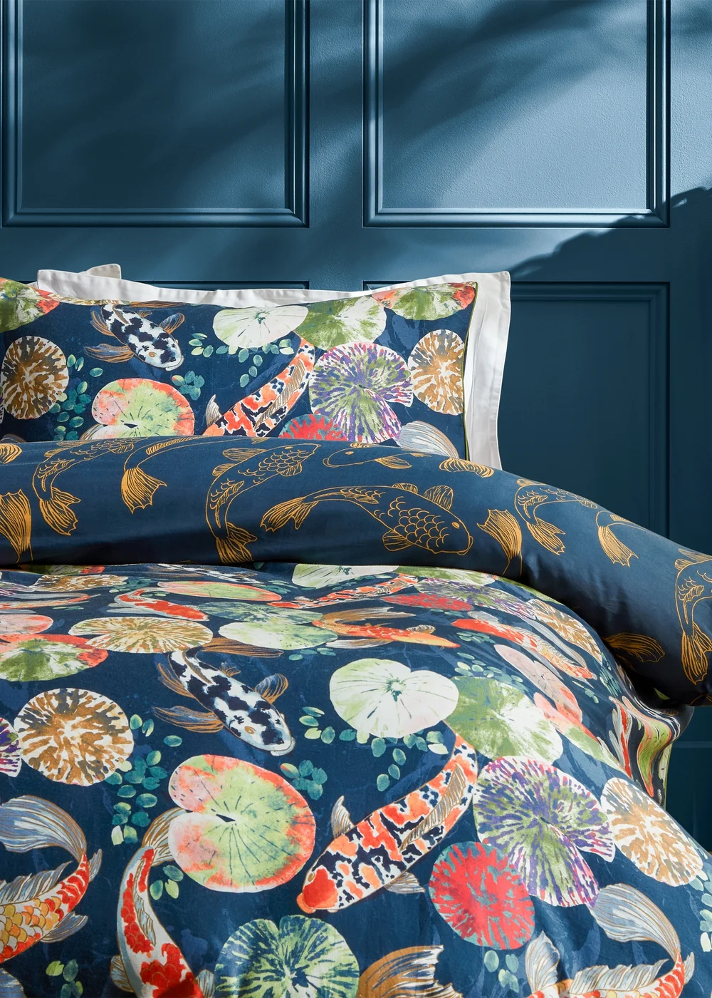 Paoletti Koi Pond Reversible Pillow Case Pair - One Size Image 2