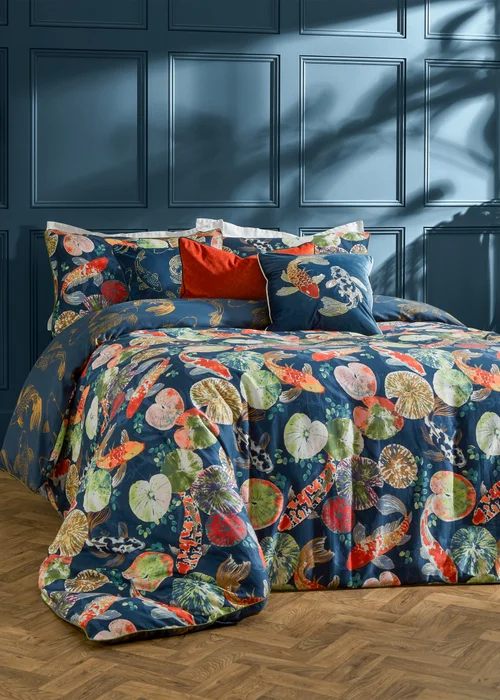 Paoletti Koi Pond Reversible Pillow Case Pair - One Size Image 1