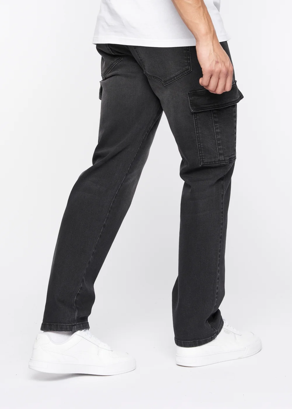 Crosshatch Black Wash Kremtap Cargo Jeans - 30/L30 Image 2