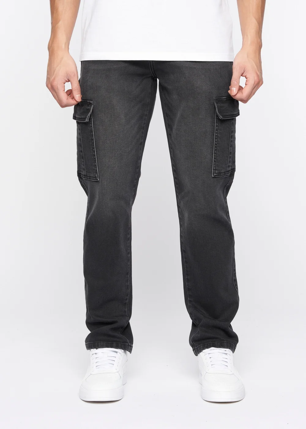 Crosshatch Black Wash Kremtap Cargo Jeans - 30/L30 Image 1
