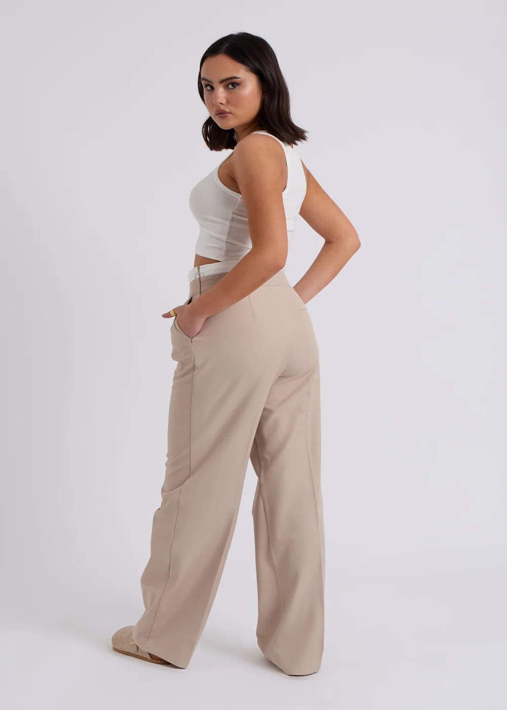 Urban Bliss Stone Double Waistband Wide Leg Trouser - 8 Image 4