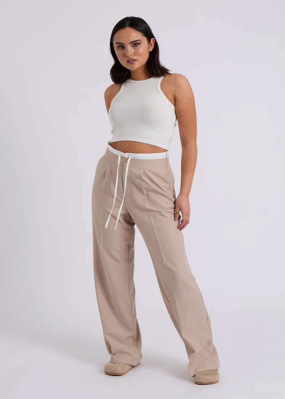Urban Bliss Stone Double Waistband Wide Leg Trouser - 8 Image 3