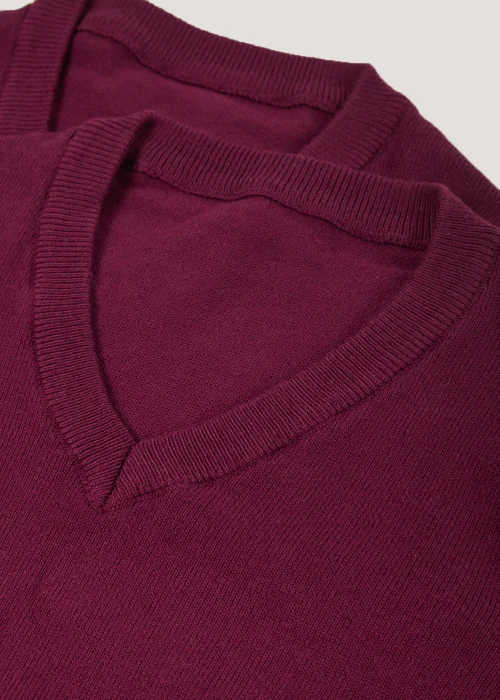 2 Pack Burgundy V-Neck Knit Jumper (Younger 4-12) - 4 Yrs Image 2