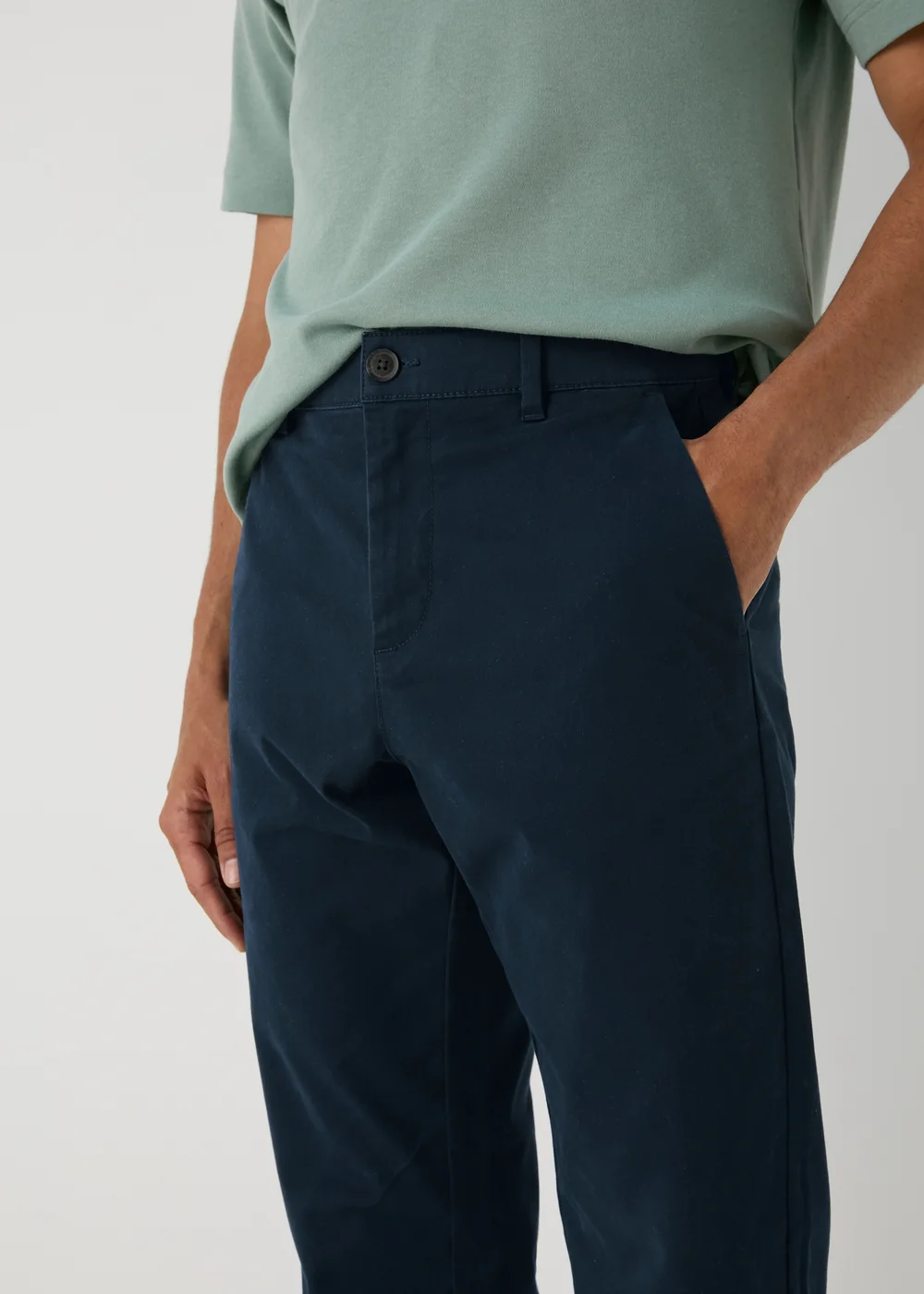 Navy Slim Fit Chinos - 30 Waist Regular Image 3