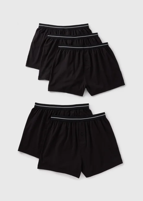 5 Pack Black Loose Fit Boxers - S Image 1