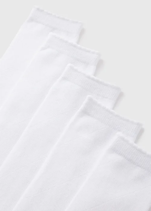 5 Pack Girls White Diamond Socks (Younger 6-Older 5.5) - 4-5.5 Image 2