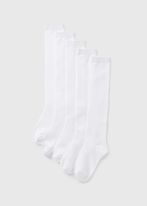 5 Pack Girls White Diamond Socks (Younger 6-Older 5.5) - 4-5.5 Image 1