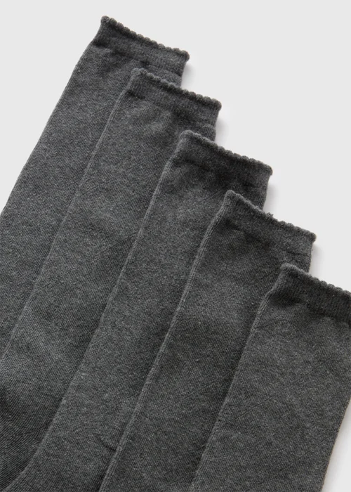 5 Pack Girls Grey Diamond Socks (Younger 6-Older 5.5) - 4-5.5 Image 2