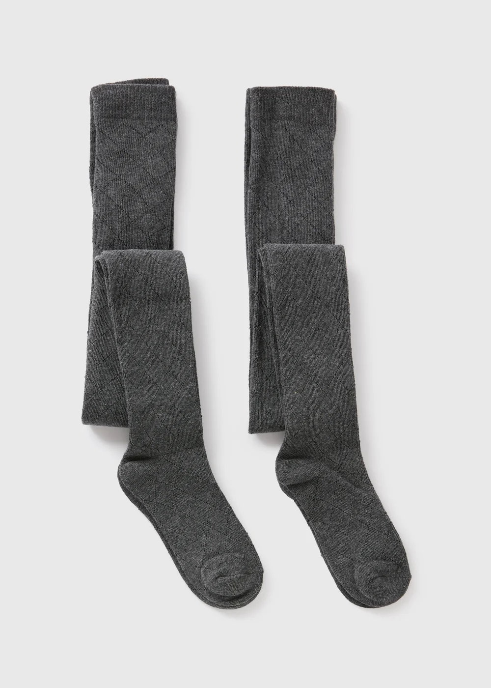 2 Pack Girls Grey Diamond Tights (2-13yrs) - 2-3 Yrs Image 1