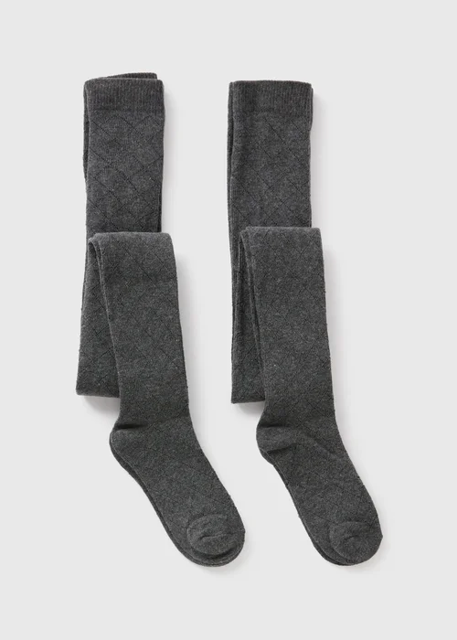 2 Pack Girls Grey Diamond Tights (2-13yrs) - 2-3 Yrs Image 1